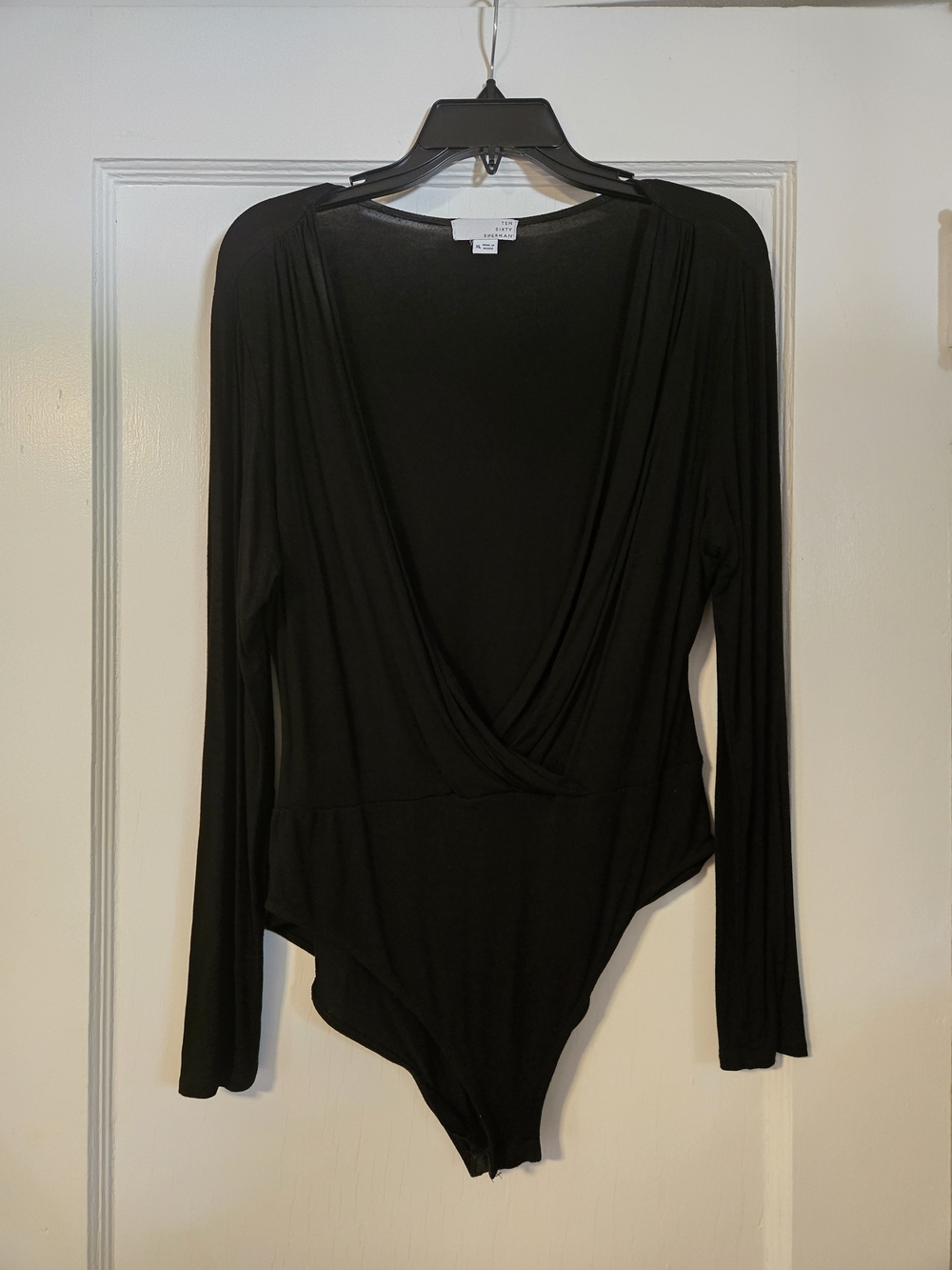 Ten Sixty Sherman Black Long-Sleeve Surplice Bodysuit